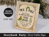 Book Themed Baby Shower Invitation & Decor Set - Thank You card, Welcome Sign, Banner, Diaper Raffle & Books for Baby