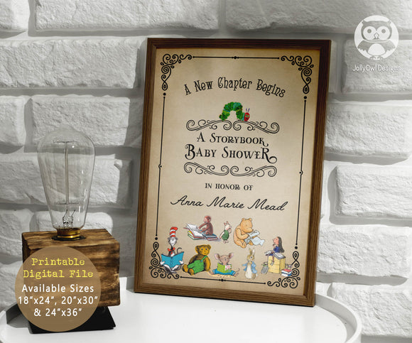 Classic Storybook Themed Baby Shower Welcome Sign-Printable