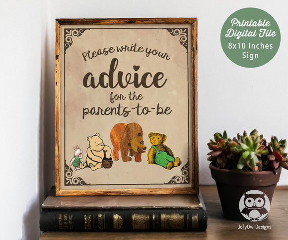 Classic Story Book Themed Baby Shower - Advice and Well Wishes For The Parents-To-Be Sign