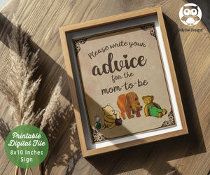 Classic Story Book Themed Baby Shower Party Sign- Advice and Well Wishes For The Mom-To-Be