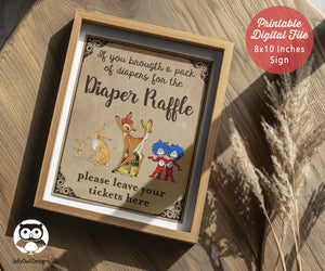 Classic Storybook Themed Baby Shower - Diaper Raffle Sign