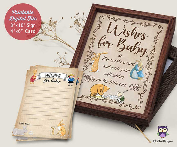 Classic Story Book Themed Baby Shower - Wishes for Baby Sign and Card