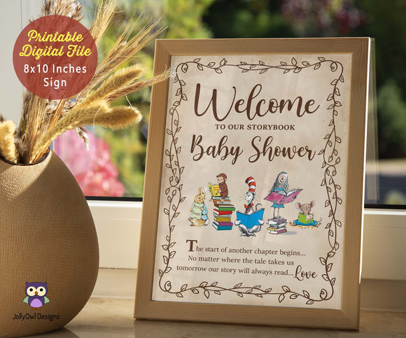 Classic Storybook Themed Baby Shower Party Sign - Welcome Sign