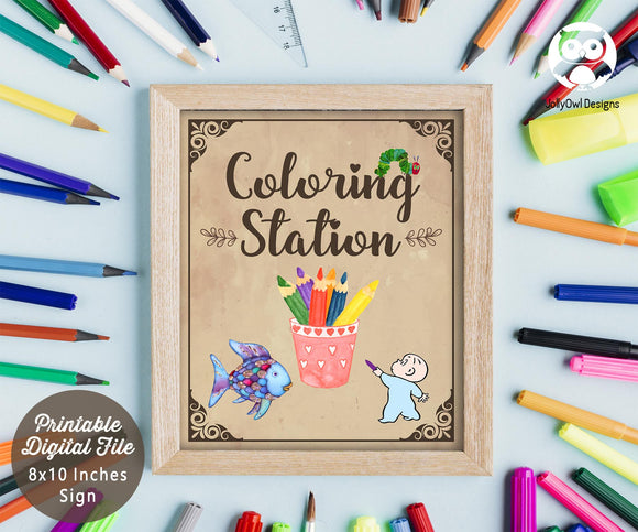 Classic Story Book Themed Baby Shower -Coloring Station