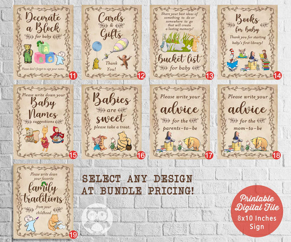 Classic Storybook-Book Themed Party Signs - Bundle Set