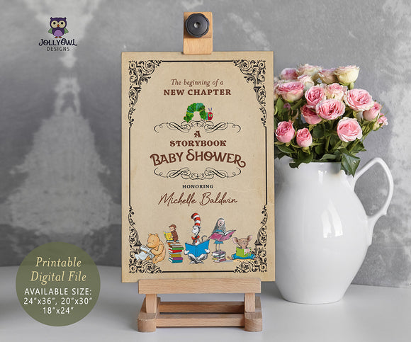 Classic Storybook - Book Themed Baby Shower Welcome Sign- The Beginning A New Chapter Begins