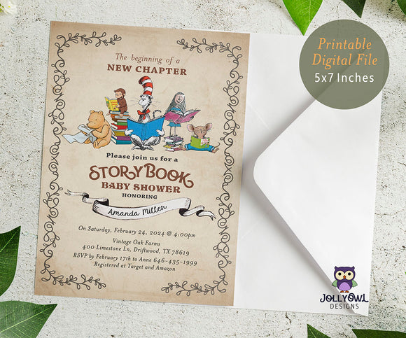 Storybook-Book Themed Baby Shower Invitation Card