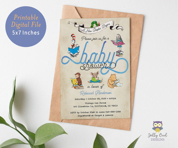 Storybook-Book Themed Baby Shower Invitation-A New Chapter Begins