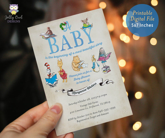 Storybook-Book Themed Baby Shower Invitation