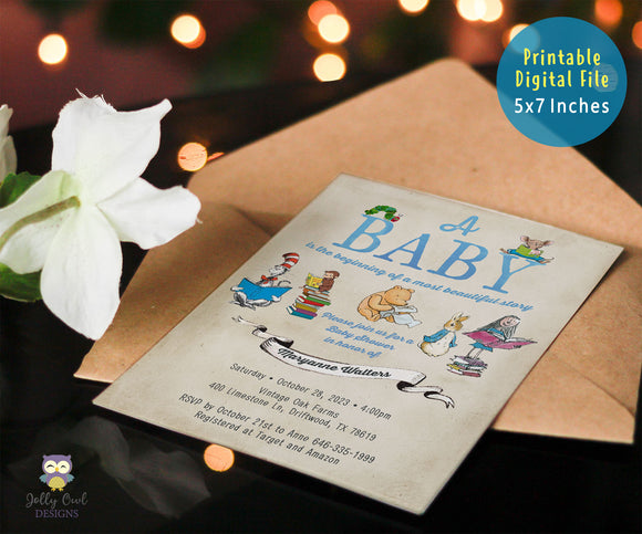 Storybook-Book Themed Baby Shower Invitation