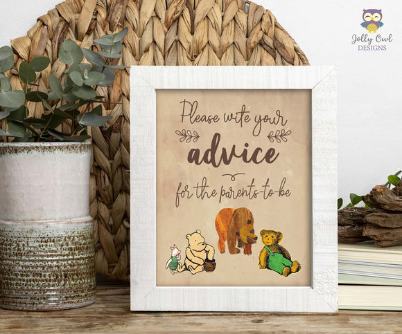 Story Book Themed Baby Shower - Advice and Well Wishes For The Parents-To-Be Sign