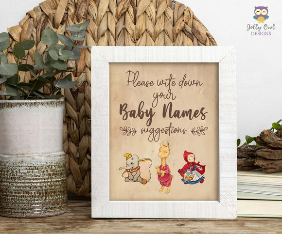 Story Book Themed Baby Shower Party Sign - Baby Names Suggestion