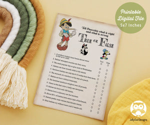 Storybook Book Themed Baby Shower Game - True or False, Baby Facts