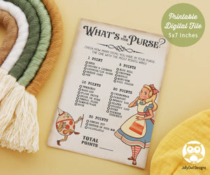 Storybook Book Themed Baby Shower Game - What's In Your Purse?