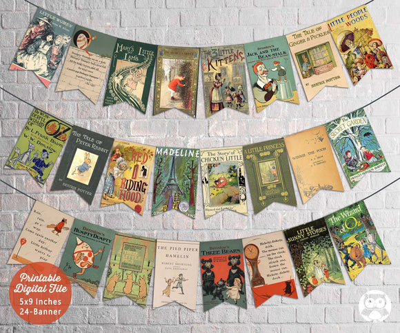 Story Book Classic Literature Decoration Banner- For Baby Shower or Birthday