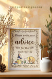 Classic Story Book Themed Baby Shower - Advice and Well Wishes For The Parents-To-Be Sign