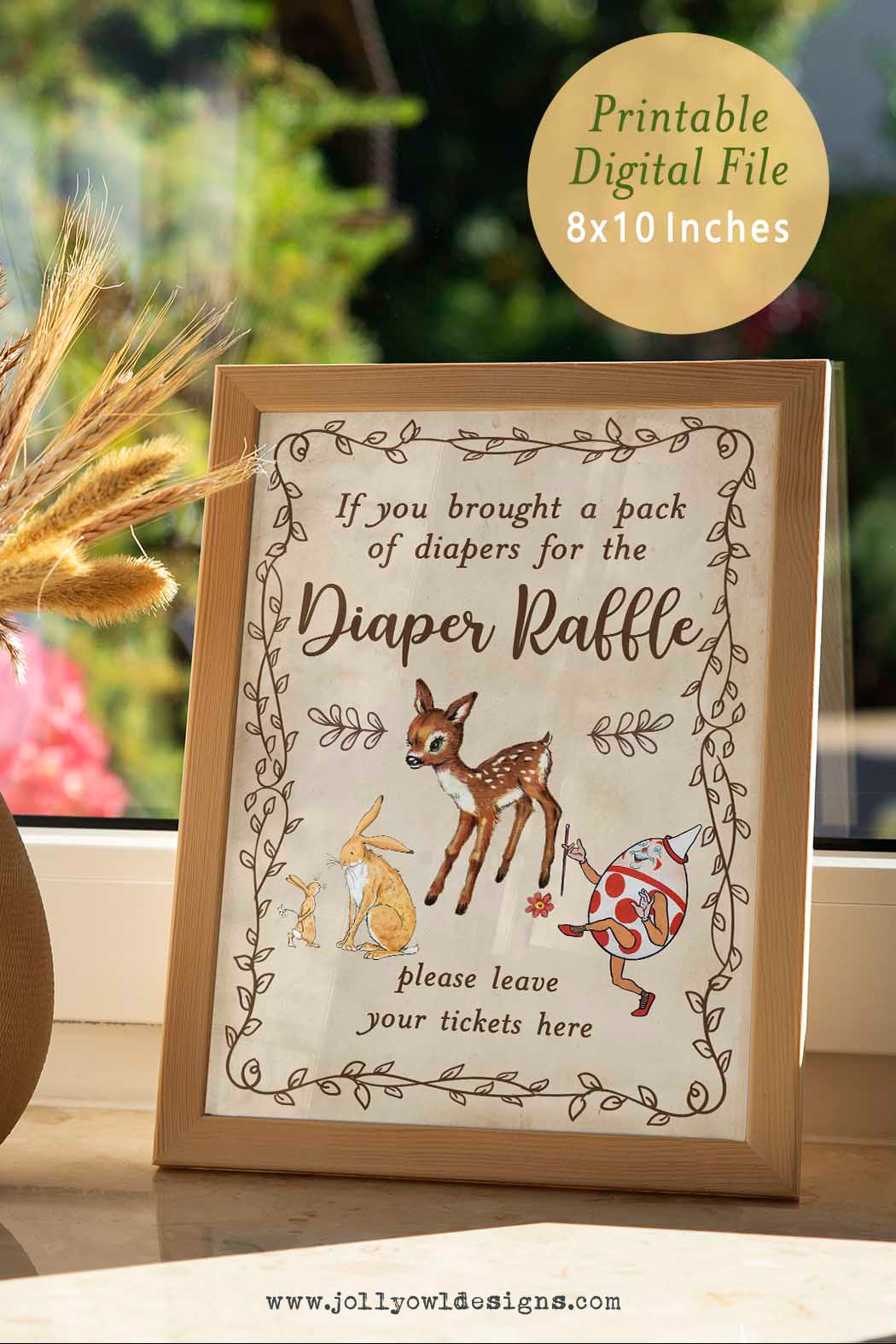 Classic Storybook Themed Baby Shower - Diaper Raffle Sign – Jolly Owl Designs for Diaper Raffle Sign Printable Free