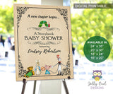Book Themed Baby Shower Invitation & Decor Set - Thank You card, Welcome Sign, Banner, Diaper Raffle & Books for Baby