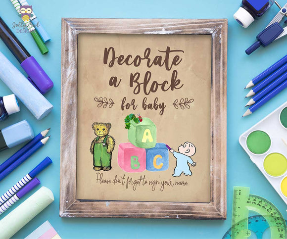 Story Book Themed Baby Shower - Decorate A Block For Baby