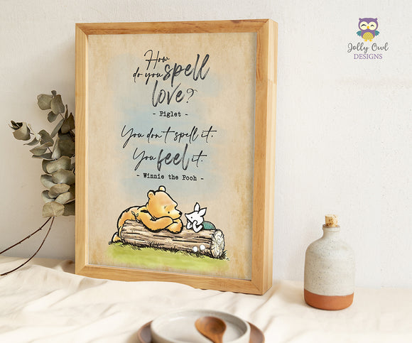 Storybook Themed Inspirational Quotes Sign from Classic Children's Book Winnie The Pooh - Digital Download