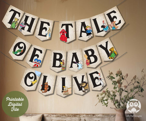 Storybook Themed Baby Shower Printable Banner - The Tale of Baby