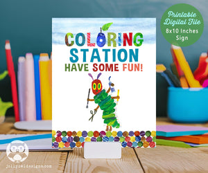 The Very Hungry Caterpillar Birthday Party Sign - Coloring Station