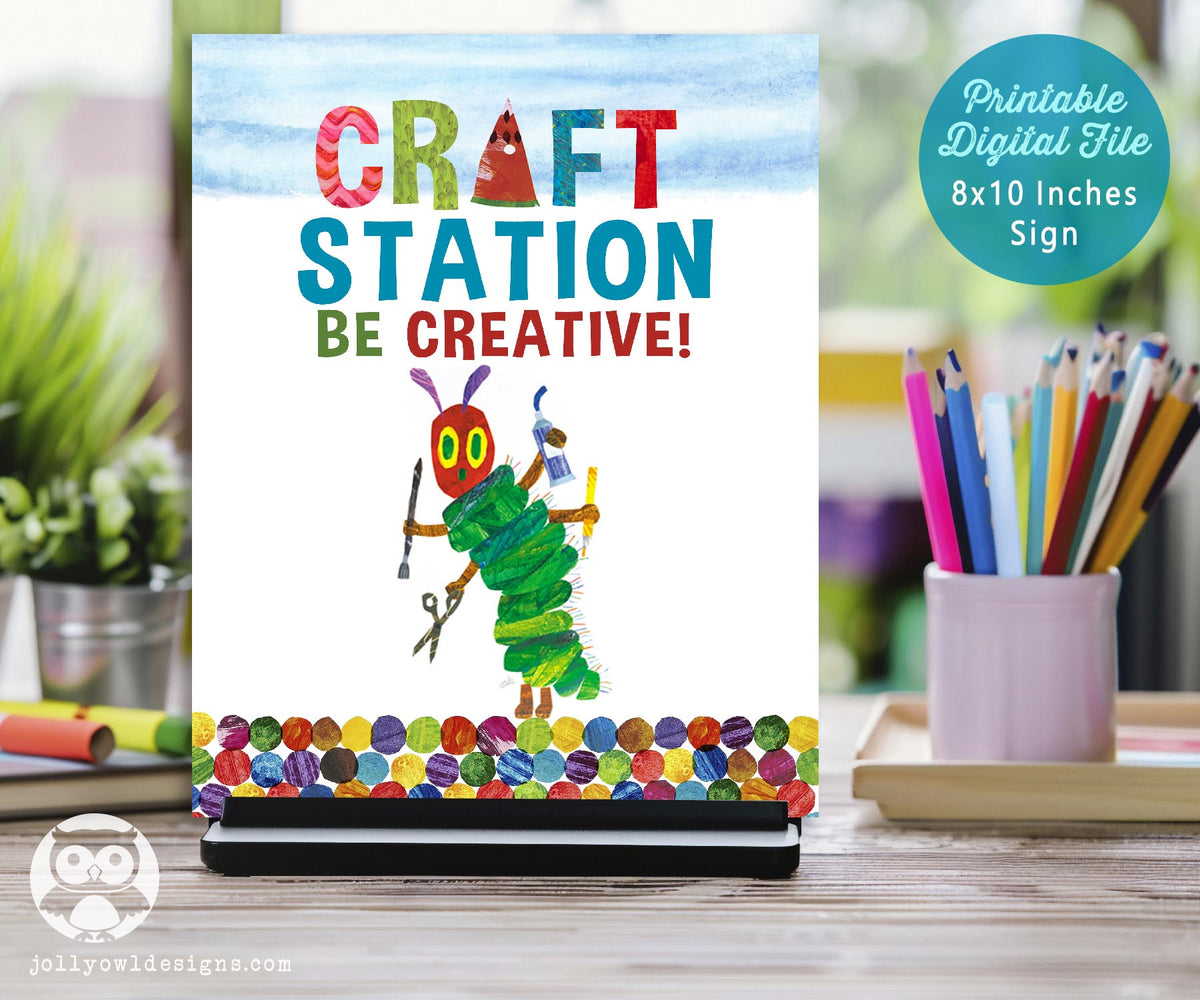 The Very Hungry Caterpillar Birthday Party Sign - Craft Station – Jolly ...