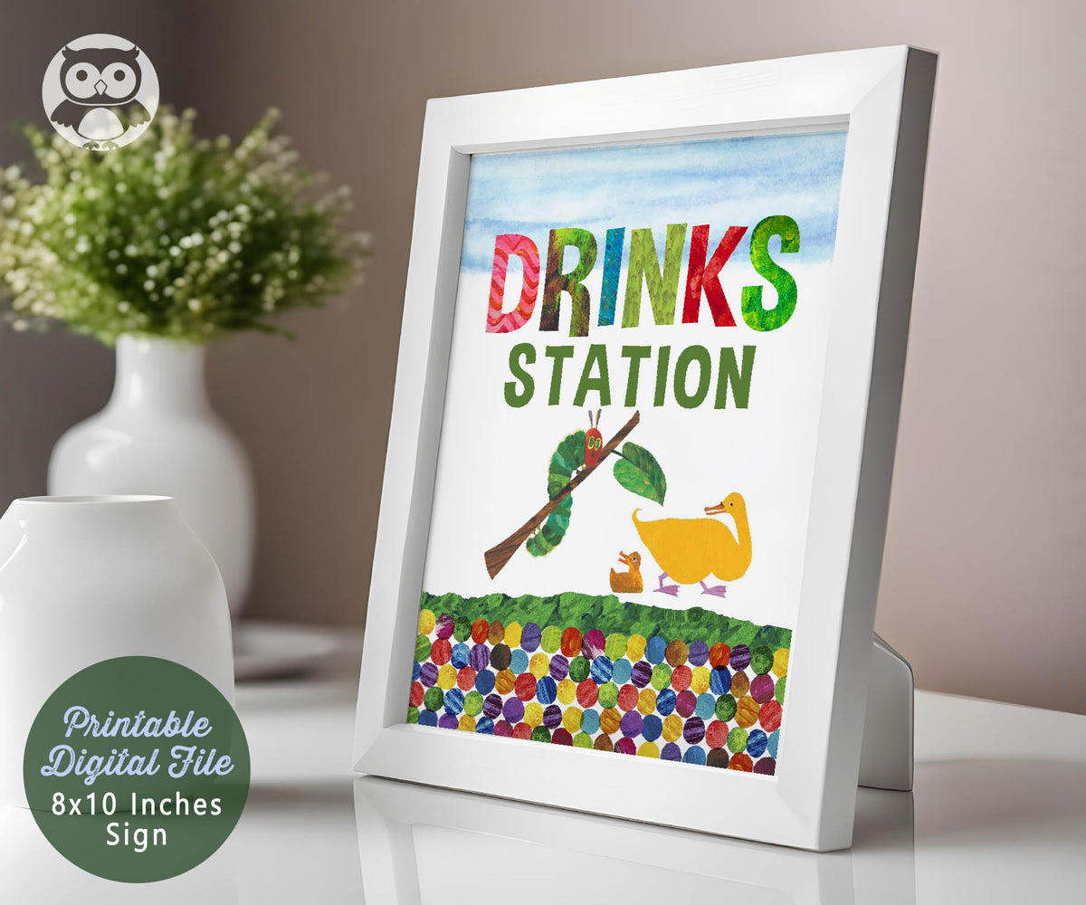 The Very Hungry Caterpillar Birthday Party Sign - Drinks Station ...