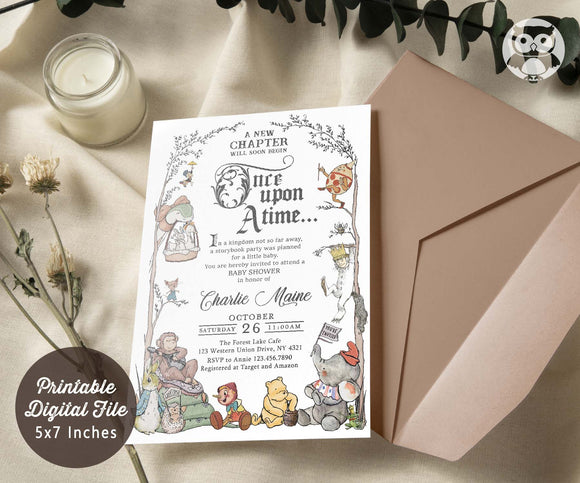 Classic Storybook Themed Baby Shower Invitation-Digital Printable-A New Chapter