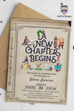 Classic Story Book Themed Birthday Party Invitation - A New Chapter Begins