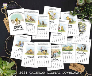 2021 Calendar Classic Winnie The Pooh Quotes Digital Download