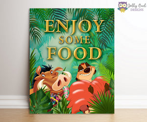 The Lion King Party Signs - Enjoy Some Food