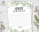 Botanical Greenery Bridal Shower Game - Advice for the Bride To Be