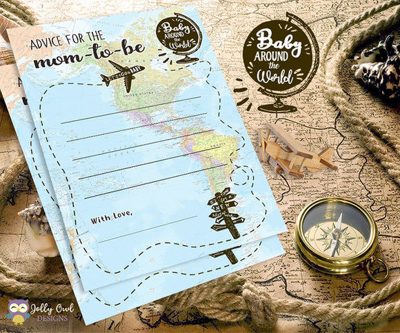 Baby Around The World Baby Shower Game Card - Advice for Mom to Be