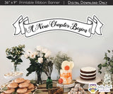 Printable Storybook Themed Baby Shower Decoration - A New Chapter Begins Ribbon Banner