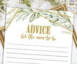 Gold Geometric Botanical Greenery Baby Shower Game - Advice for the Mom To Be