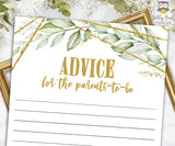 Gold Geometric Botanical Greenery Baby Shower Game - Advice for the New Parents