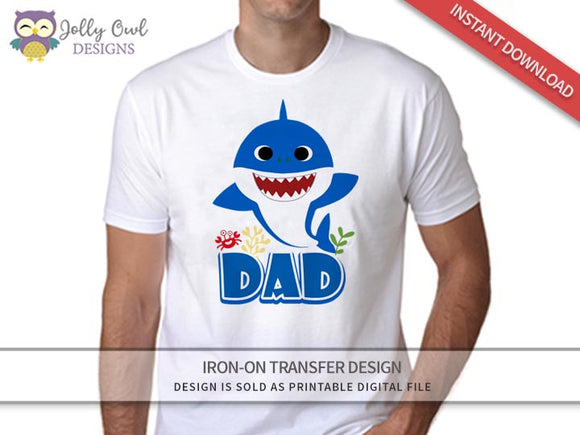 Baby Shark Iron On Transfer Design for Dad