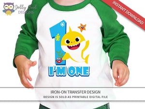 Baby Shark Iron On Transfer Design - For Age 1