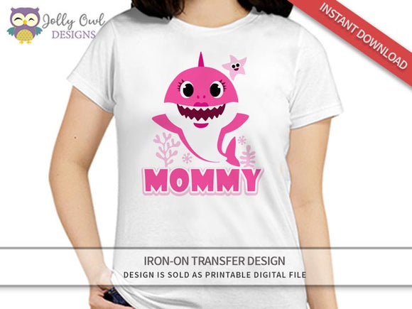 Baby Shark Iron On Transfer Design for Mommy