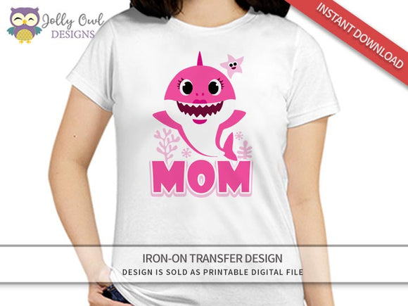 Baby Shark Iron On Transfer Design for Mom