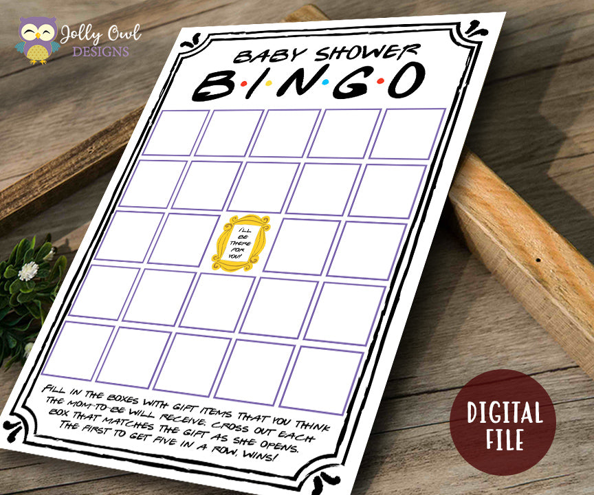 friends-tv-show-baby-shower-game-bingo-jolly-owl-designs for Free Friendship Bingo Game Printables Friends TV Show Baby Shower Game - BINGO – Jolly Owl Designs for Free Friendship Bingo Game Printables