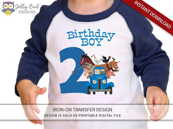Little Blue Truck Iron On Transfer Shirt Design / Birthday Boy / Age 2