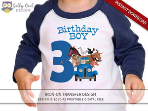 Little Blue Truck Iron On Transfer Shirt Design for Birthday Boy / Age 3