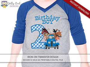 Little Blue Truck Iron On Transfer Shirt Design for Birthday Boy / Age 2