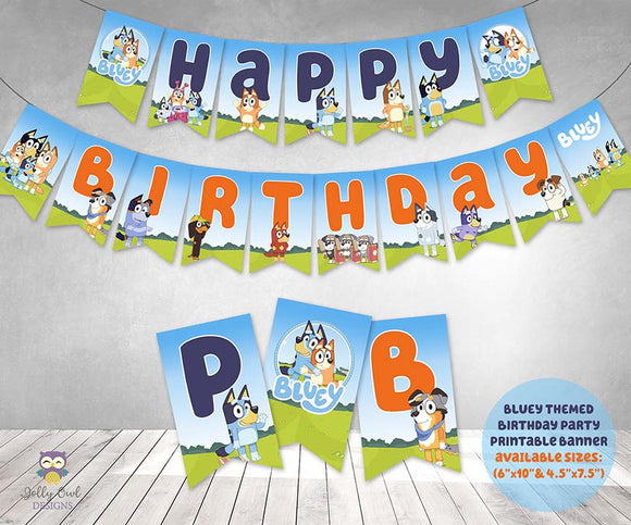Bluey Happy Birthday Party Banner - Printable
