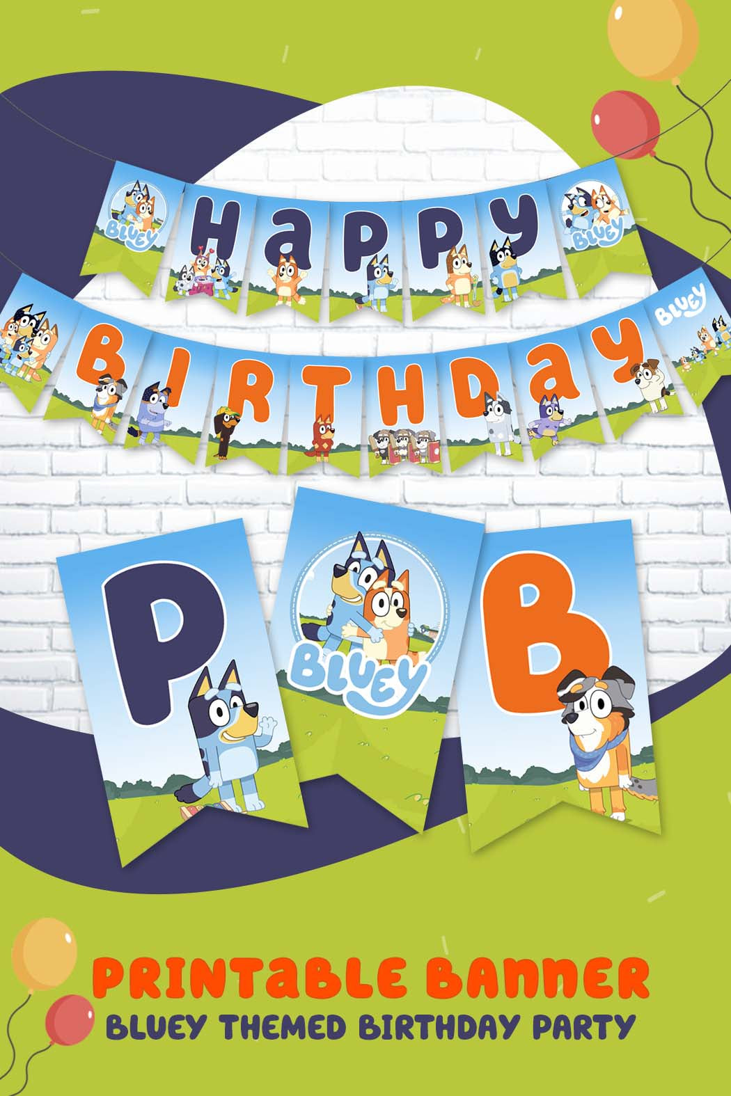Bluey Birthday Party Backdrop Banner - Digital Printable – Jolly