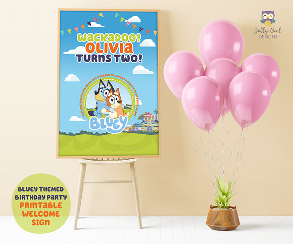 Bluey Birthday Party Welcome Sign - Personalized Digital Printable Signage