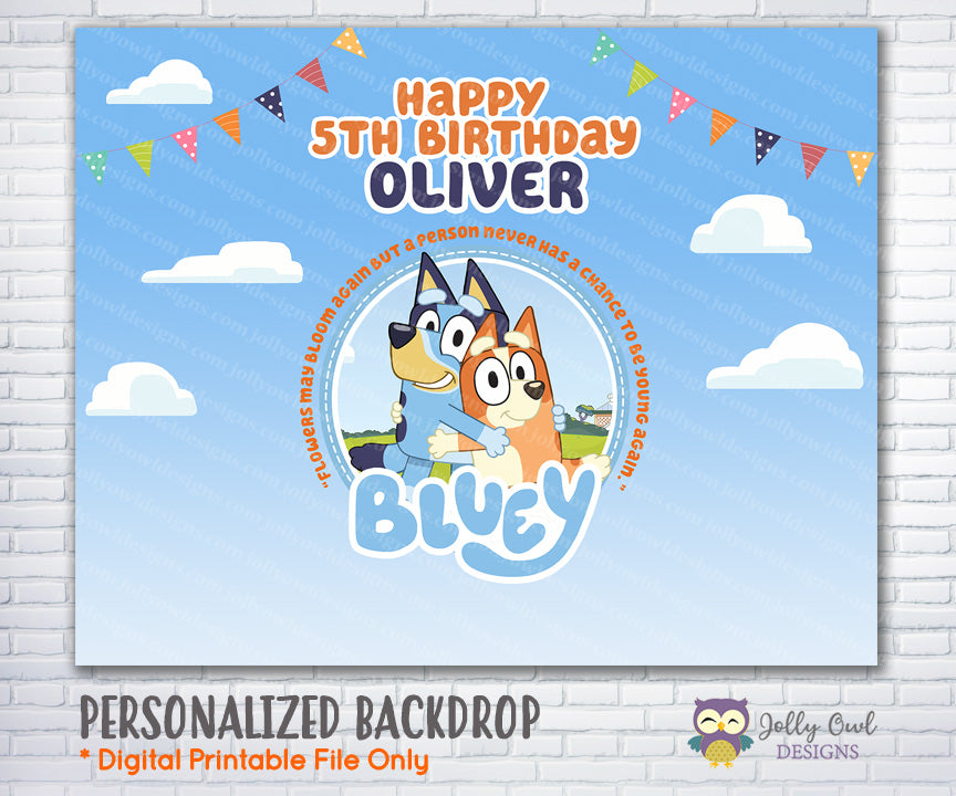 Bluey Birthday Party Backdrop Banner - Digital Printable – Jolly Owl ...