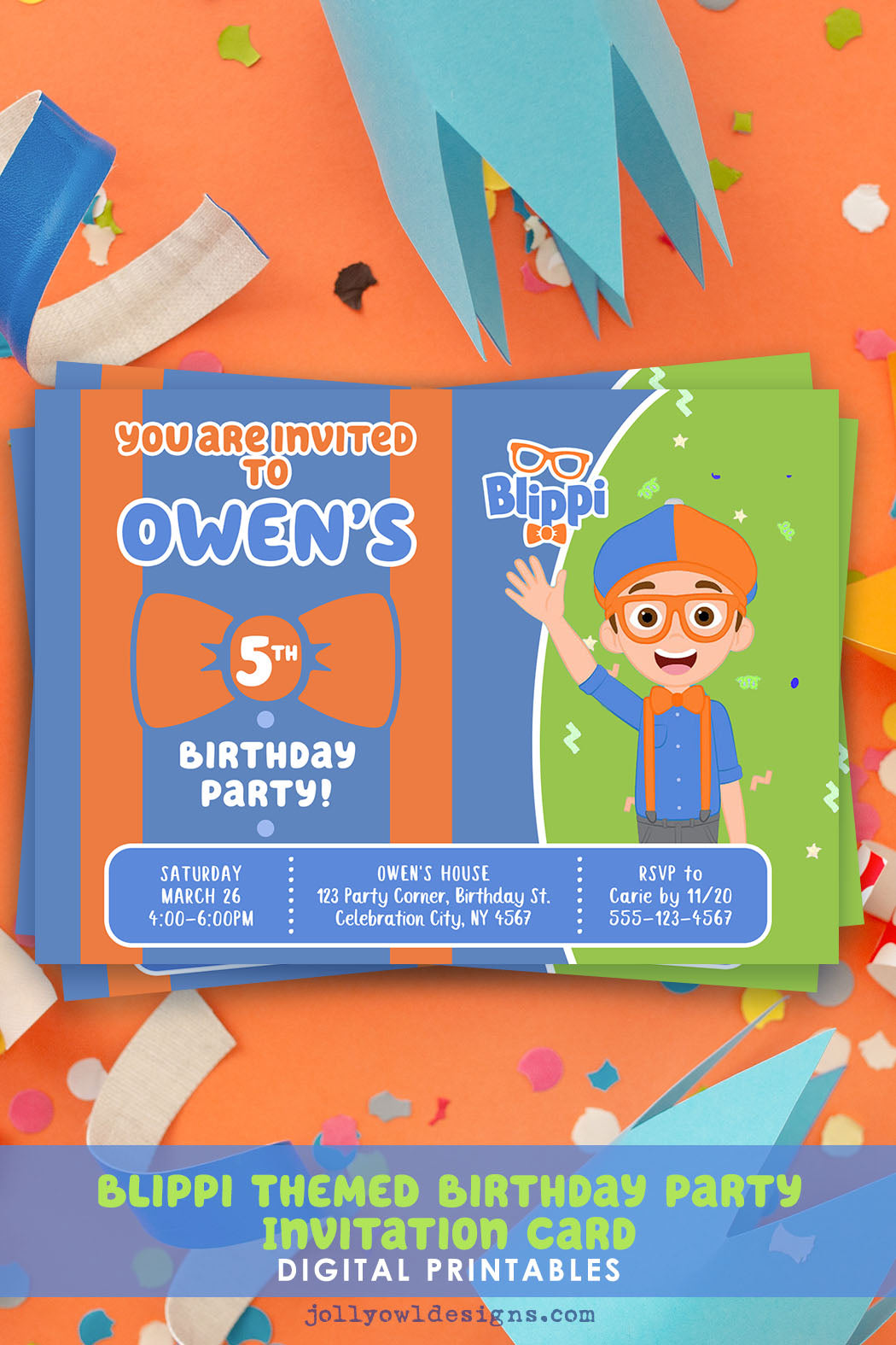 BLIPPI Themed Birthday Party Invitation-Printable Digital File – Jolly Owl Designs blippi-themed-birthday-party-invitation-printable-digital-file-jolly-owl-designs